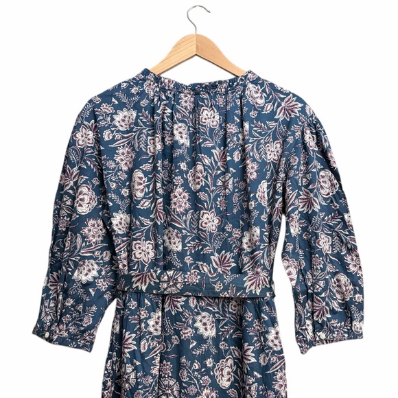 Gap Tiered Tie-Waist Midi Dress in Blue Floral - Picture 5 of 8